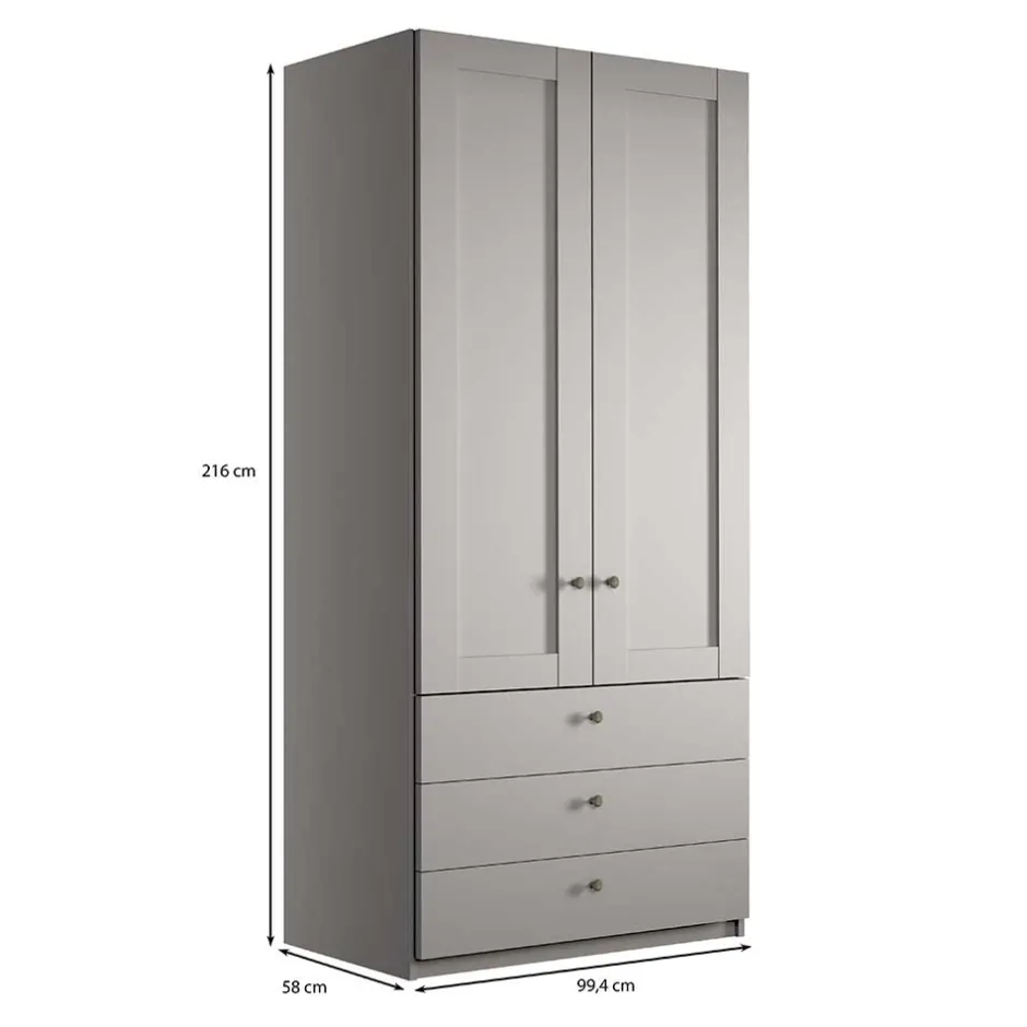 Wohnen 2-türiger Kombi-Kleiderschrank mit 3 Schubladen - Ridonna