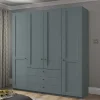 Wohnen 4-türiger Kombi-Kleiderschrank in Graugrün - Rajavo