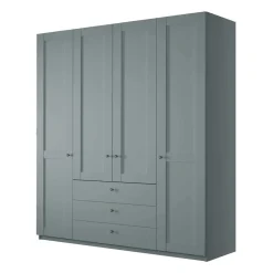 Wohnen 4-türiger Kombi-Kleiderschrank in Graugrün - Rajavo