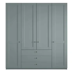 Wohnen 4-türiger Kombi-Kleiderschrank in Graugrün - Rajavo