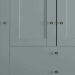 Wohnen 4-türiger Kombi-Kleiderschrank in Graugrün - Rajavo