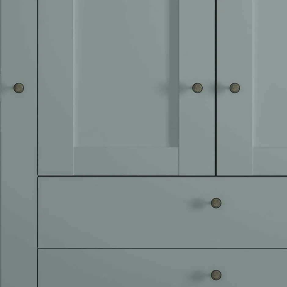 Wohnen 4-türiger Kombi-Kleiderschrank in Graugrün - Rajavo