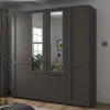 Wohnen 4-türiger Kombi-Schlafzimmerschrank in Dunkelgrau - Mataram