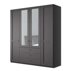 Wohnen 4-türiger Kombi-Schlafzimmerschrank in Dunkelgrau - Mataram