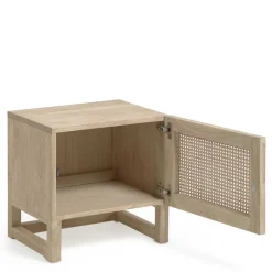 Wohnen 1-türiger Nachtschrank mit Rattan Wiener Geflecht - Bertino