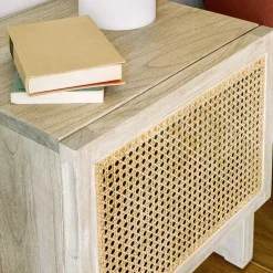 Wohnen 1-türiger Nachtschrank mit Rattan Wiener Geflecht - Bertino