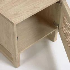 Wohnen 1-türiger Nachtschrank mit Rattan Wiener Geflecht - Bertino