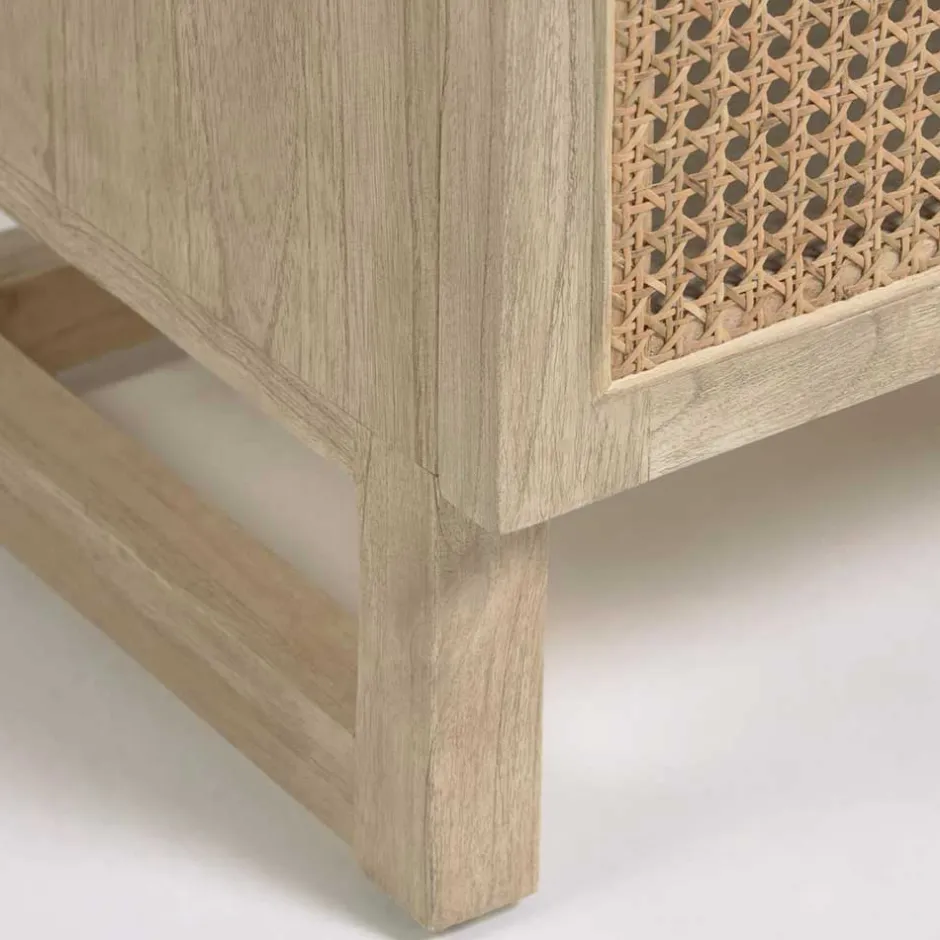 Wohnen 1-türiger Nachtschrank mit Rattan Wiener Geflecht - Bertino