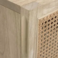 Wohnen 1-türiger Nachtschrank mit Rattan Wiener Geflecht - Bertino