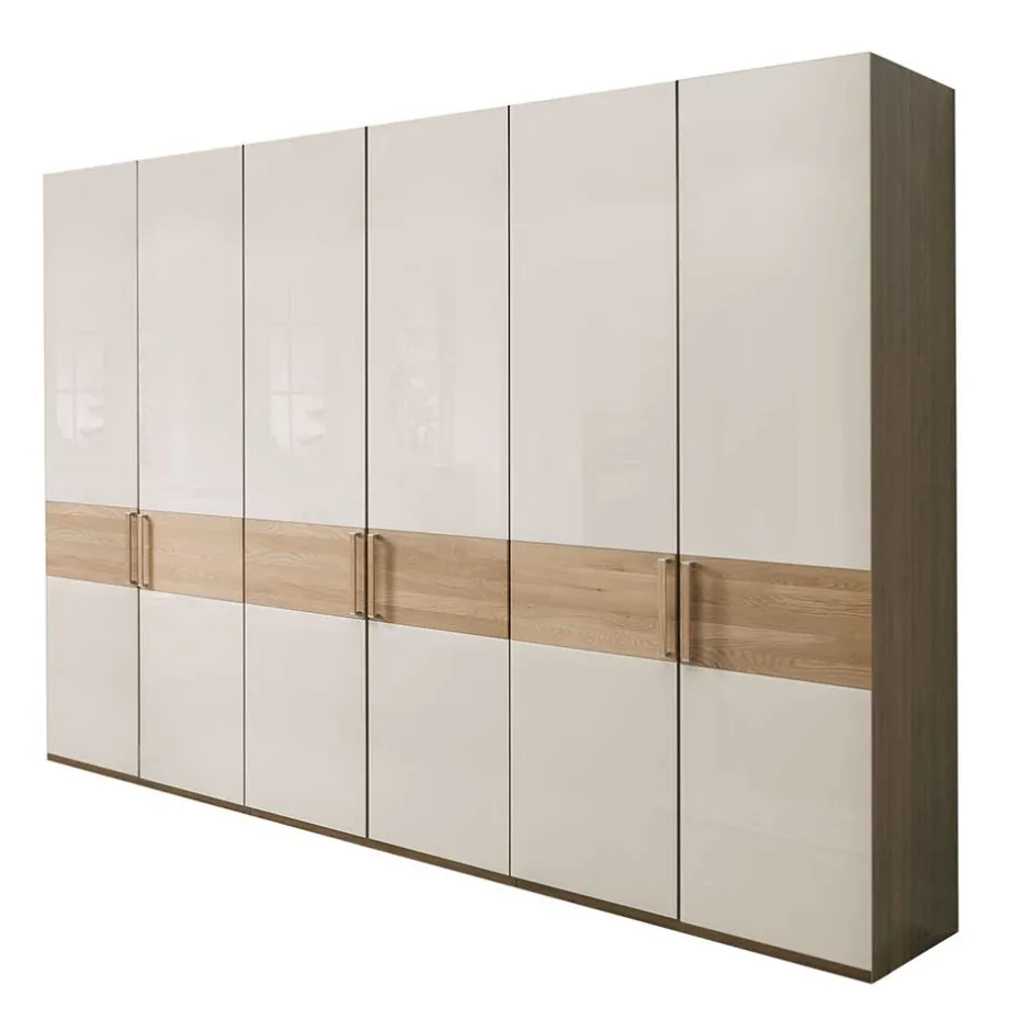 Wohnen 6-türiger Schlafraum Kleiderschrank in Glas Beige - Emdsiva I