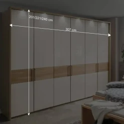 Wohnen 6-türiger Schlafraum Kleiderschrank in Glas Beige - Emdsiva I