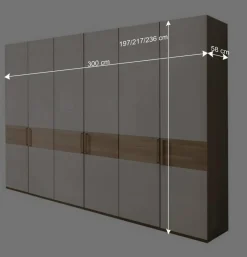Wohnen 6-türiger Schlafraum Kleiderschrank in Glas Beige - Emdsiva I