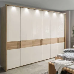 Wohnen 6-türiger Schlafraum Kleiderschrank in Glas Beige - Emdsiva I