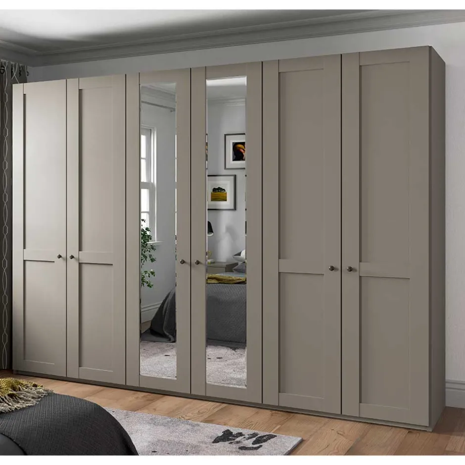 6-türiger Schlafzimmer Kleiderschrank in Hellgrau - Ridonna^Wohnen Hot
