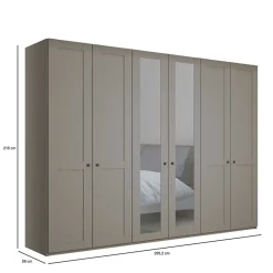 6-türiger Schlafzimmer Kleiderschrank in Hellgrau - Ridonna^Wohnen Hot