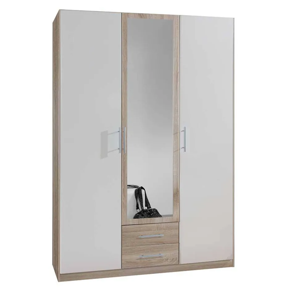 3-türiger Schlafzimmer Schrank mit 2 Schubladen - Purista^Wohnen New