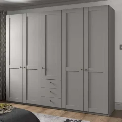5-türiger Schlafzimmer-Schrank in Hellgrau - Ridonna^Wohnen Clearance