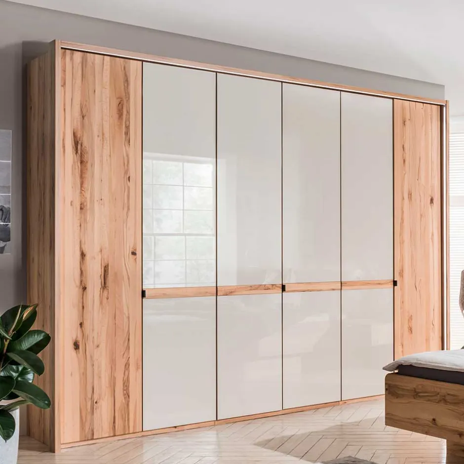 6-türiger Schlafzimmerschrank in Kernbuche & Beige - Krofun^Wohnen