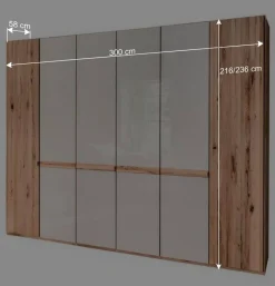6-türiger Schlafzimmerschrank in Kernbuche & Beige - Krofun^Wohnen