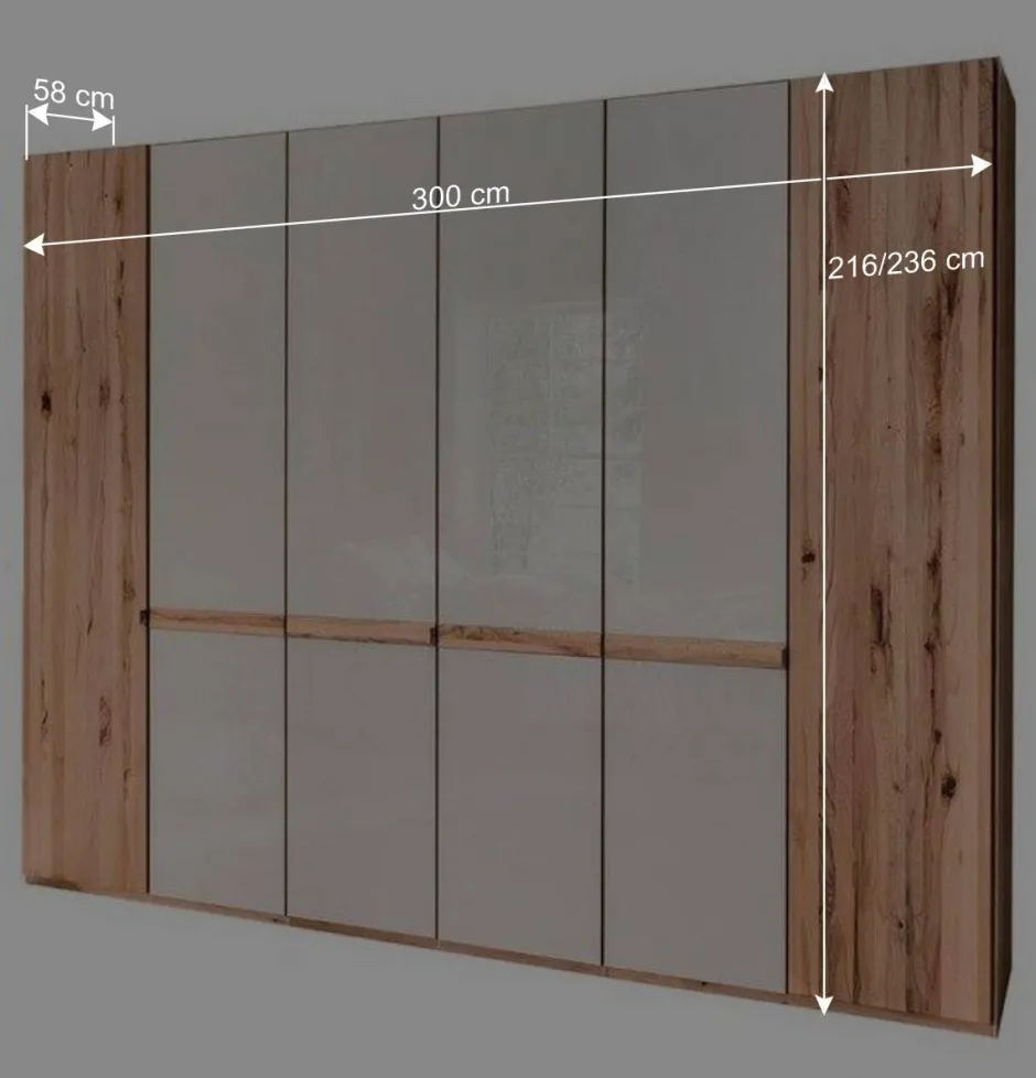 6-türiger Schlafzimmerschrank in Kernbuche & Beige - Krofun^Wohnen