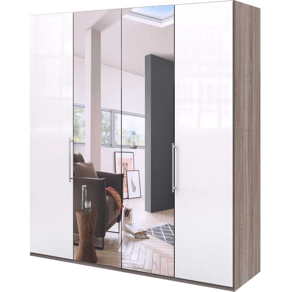 Wohnen 2-türiger Schlafzimmerschrank mit Spiegel - Empresian