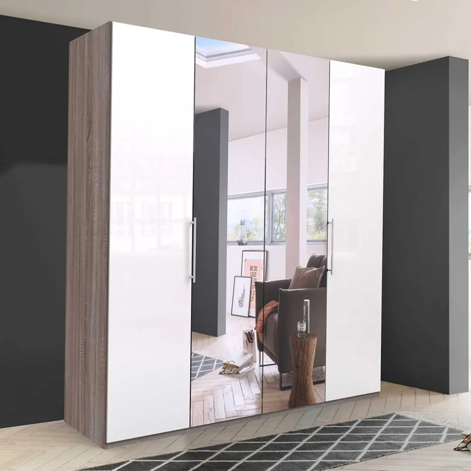 Wohnen 2-türiger Schlafzimmerschrank mit Spiegel - Empresian