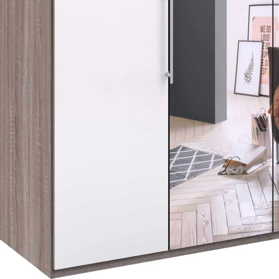 Wohnen 2-türiger Schlafzimmerschrank mit Spiegel - Empresian