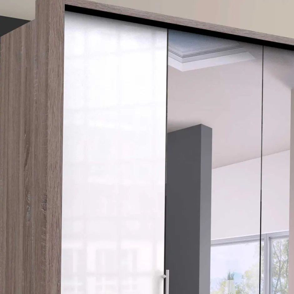 Wohnen 2-türiger Schlafzimmerschrank mit Spiegel - Empresian