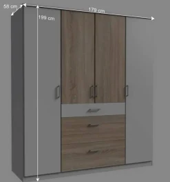 Wohnen 4-türiger Schlafzimmerschrank modern - Magdelan