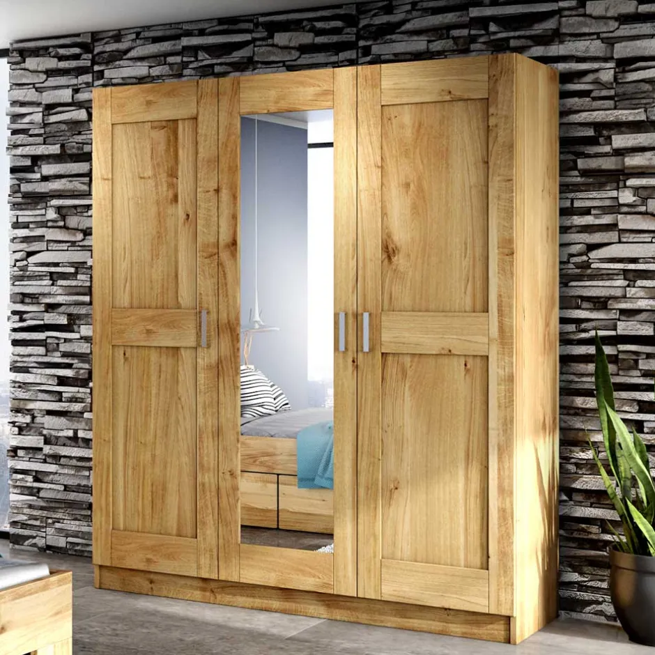 Wohnen 3-türiger Schlafzimmer-Schrank mit Spiegel - Rirua