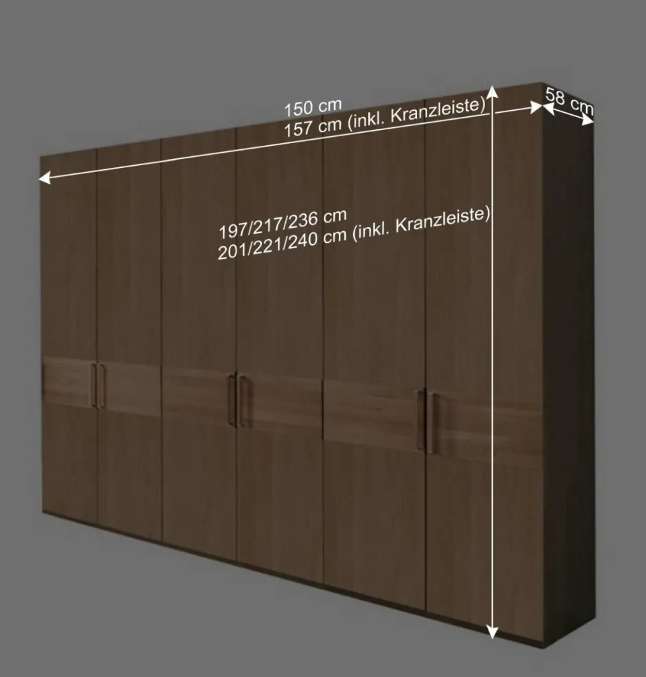 Wohnen 6-türiger Schlafzimmerschrank ohne Spiegel - Emdsiva I