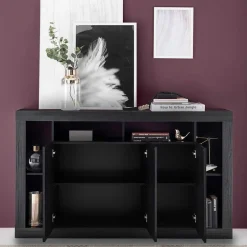 Wohnen 3-türiger Schrank mit 6 offenen Fächern - Bihar