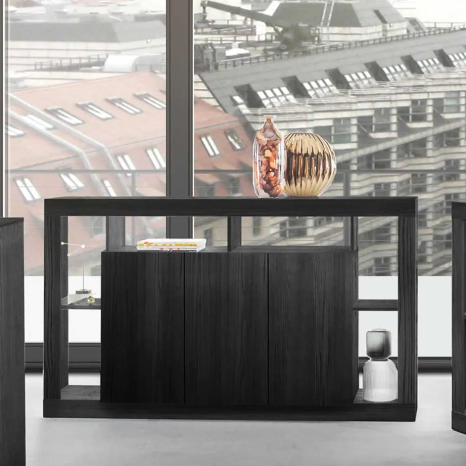 Wohnen 3-türiger Schrank mit 6 offenen Fächern - Bihar