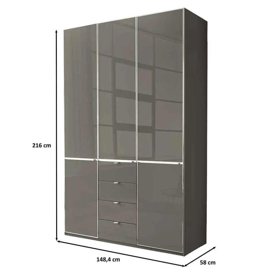 Wohnen 3-türiger Schrank mit vier Schubladen - Madita