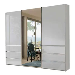 3-türiger Schwebetürenschrank in Weiß mit Spiegel - Amelie^Wohnen Clearance