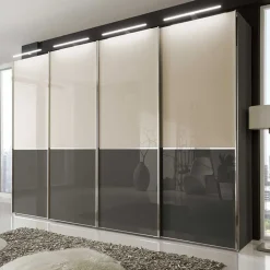 Wohnen 4-türiger Schwebetüren-Schrank mit Glas Front - Scolari