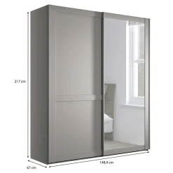 Wohnen 2-türiger Schwebetüren-Schrank mit Spiegel - Ridonna