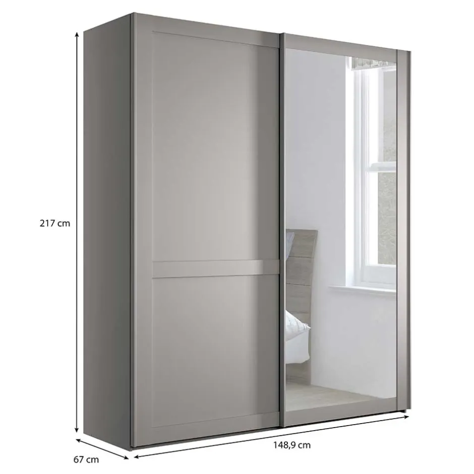 Wohnen 2-türiger Schwebetüren-Schrank mit Spiegel - Ridonna