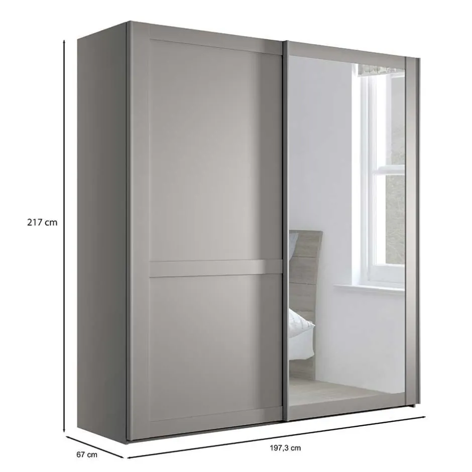 Wohnen 2-türiger Schwebetüren-Schrank mit Spiegel - Ridonna