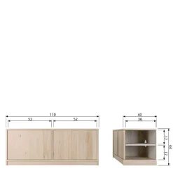 Wohnen 2-türiger Unterschrank für TV in Eiche - Ewana