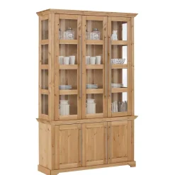 Wohnen 6-türiger Vitrinenschrank aus Kiefer massiv - Noellisa