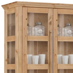 Wohnen 6-türiger Vitrinenschrank aus Kiefer massiv - Noellisa