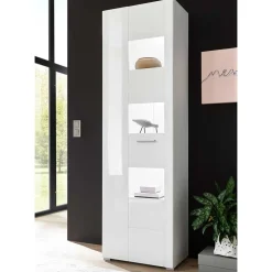 1-türiger Vitrinenschrank in Weiß Hochglanz - Timmona^Wohnen Sale