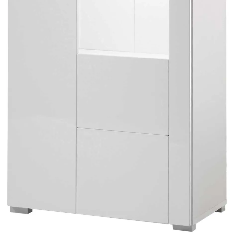 1-türiger Vitrinenschrank in Weiß Hochglanz - Timmona^Wohnen Sale