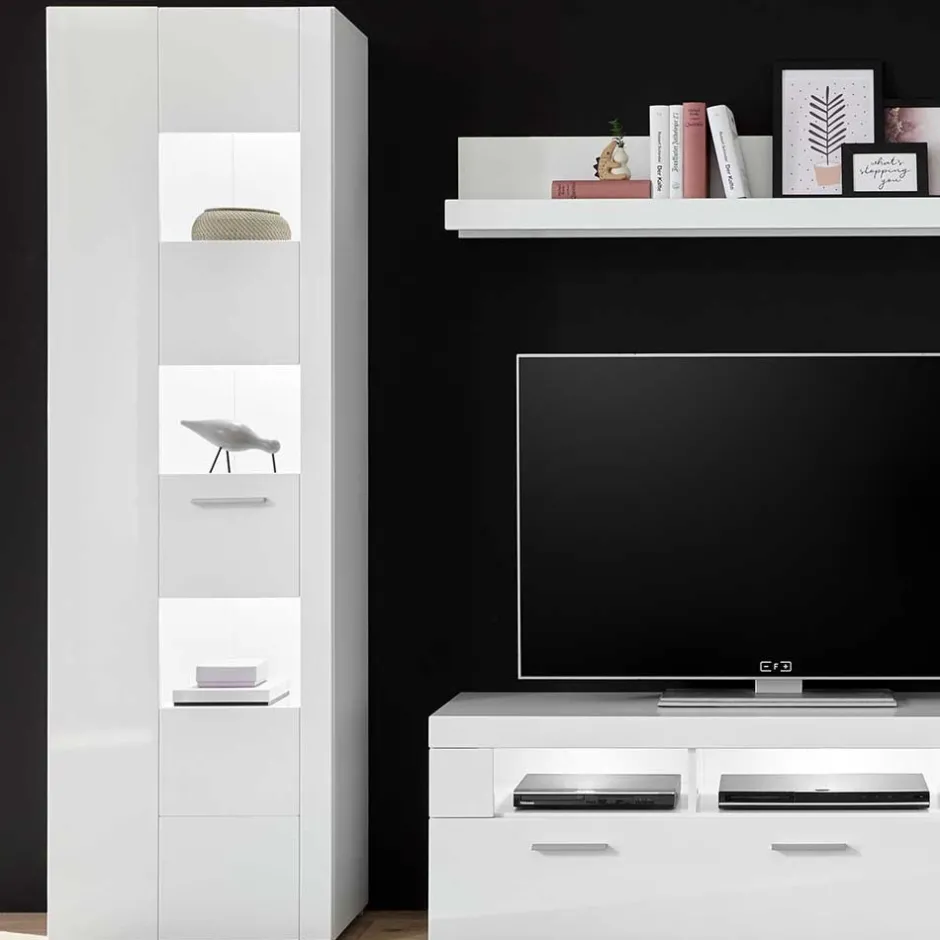 1-türiger Vitrinenschrank in Weiß Hochglanz - Timmona^Wohnen Sale