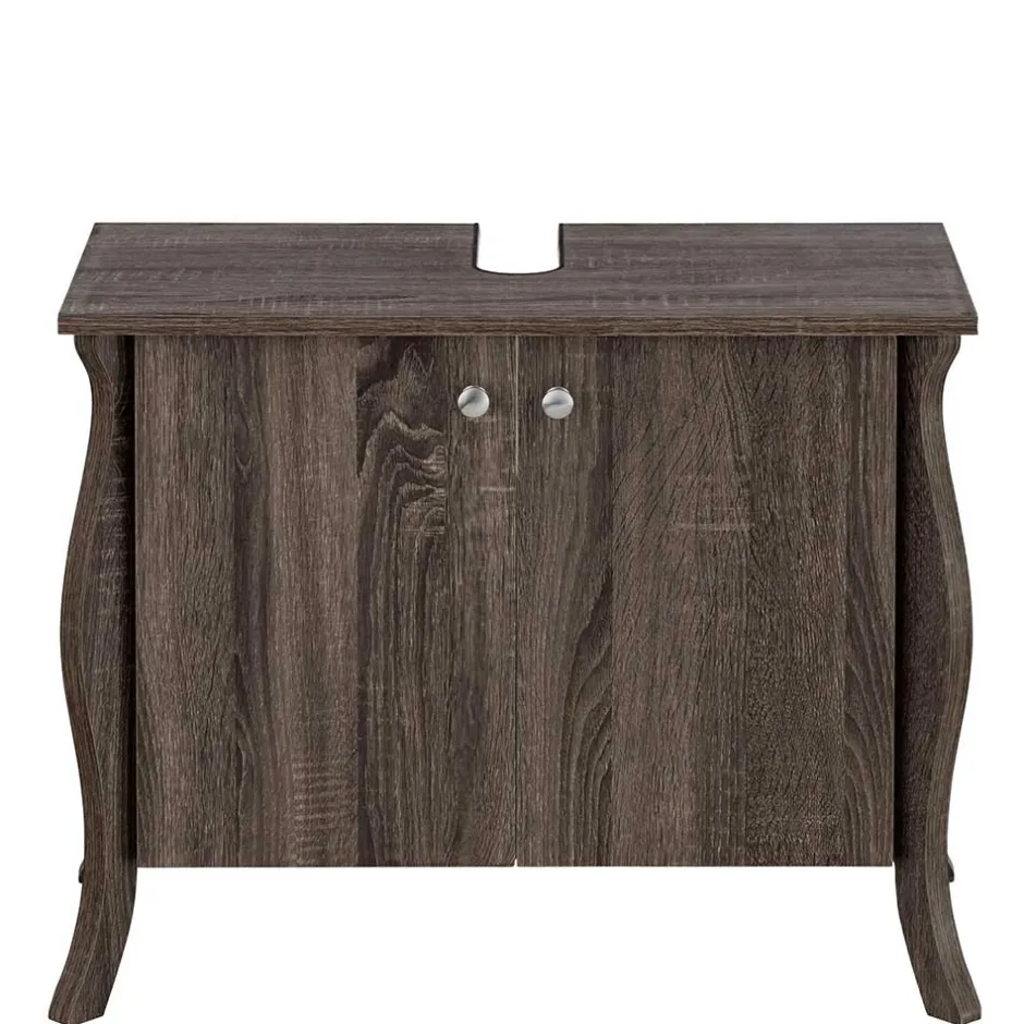 Wohnen 2-türiger Waschbeckenschrank in Eiche Grau NB - Fionora