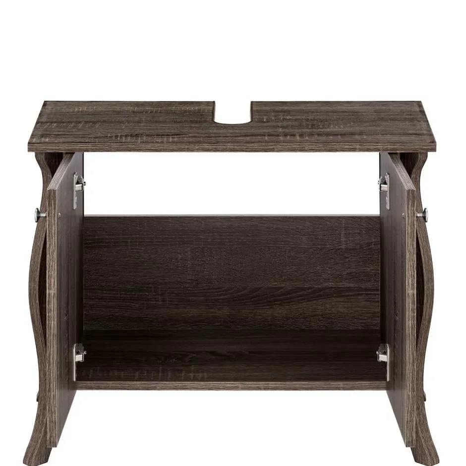 Wohnen 2-türiger Waschbeckenschrank in Eiche Grau NB - Fionora