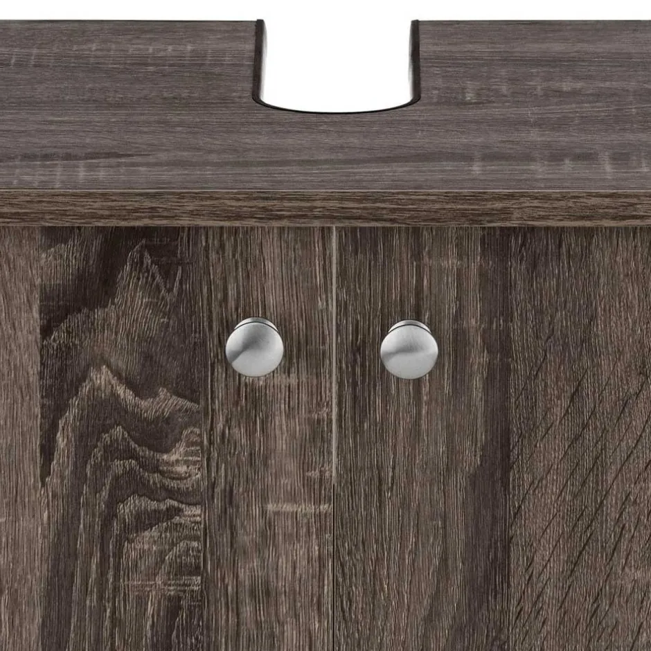 Wohnen 2-türiger Waschbeckenschrank in Eiche Grau NB - Fionora