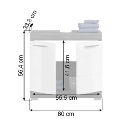 Wohnen 2-türiger Waschbeckenunterschrank 60x56x34 cm - Nancys