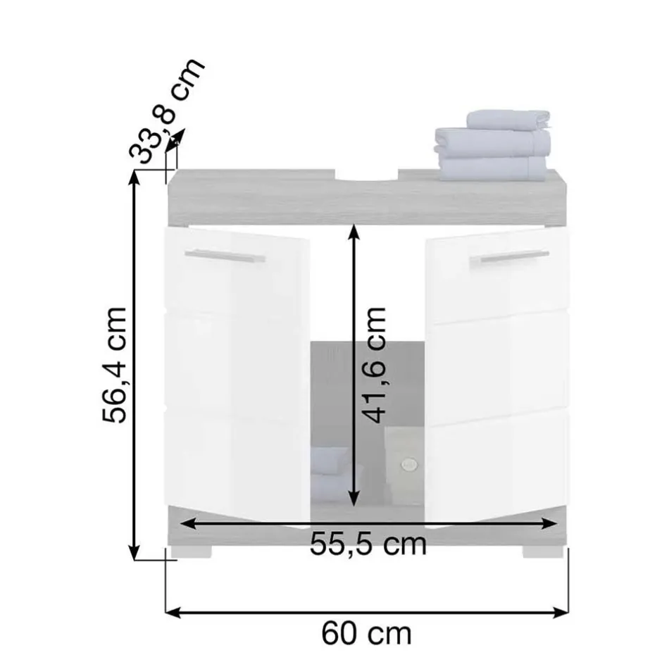 Wohnen 2-türiger Waschbeckenunterschrank 60x56x34 cm - Nancys